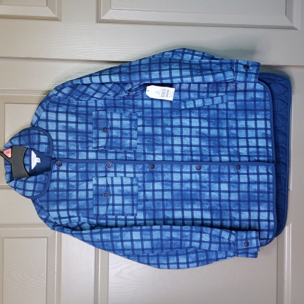 NWT Time and Tru Blue quilted button down long sleeve jeacket size small 4-6